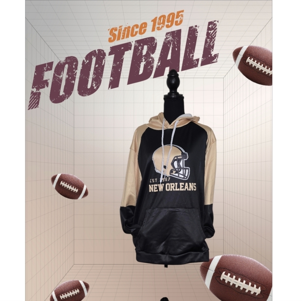 #1417 New Orleans Football Hoodie - Black & Gold